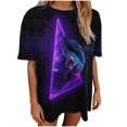 thumbnail image 1 of Camiseta estampada a la moda para mujer, blusa de manga corta, cuello redondo, camisetas informales Pompotops  hfajkhk136987, 1 of 7