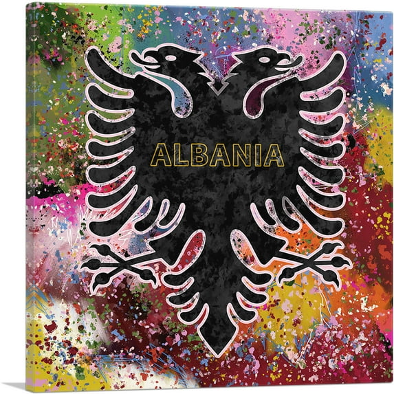ARTCANVAS Flag of Albania Colorful Splatter Canvas Art Print - Size: 12" x 12" (0.75" Deep)