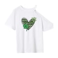 thumbnail image 4 of Camiseta de verano para mujer, camisetas femeninas, cuello redondo, manga corta, camiseta con hombros descubiertos para desplazarse, trabajar, caminar, vacaciones XL Yinane Manga corta para mujer, 4 of 8