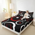 thumbnail image 4 of jejeloiu Geometric Circle Queen Sheet Sets,Modern Abstract Geometric Flat Sheet,Red White Black Queen Fitted Sheet For Children,Breathable Home Decor,4-Piece, 4 of 7