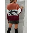 thumbnail image 4 of Color Block Animal Print Sweater Burgundy Small, 4 of 4