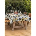 thumbnail image 3 of Outdoor Tablecloths with Umbrella Hole & Zipper, Yellow Floral Rectangle Tablecloth 52x70 Inch, Abstract Watercolor Flower Leaf Plant Waterproof Table Cloth, Patio/Pool/Picnic Table Covers, 3 of 8