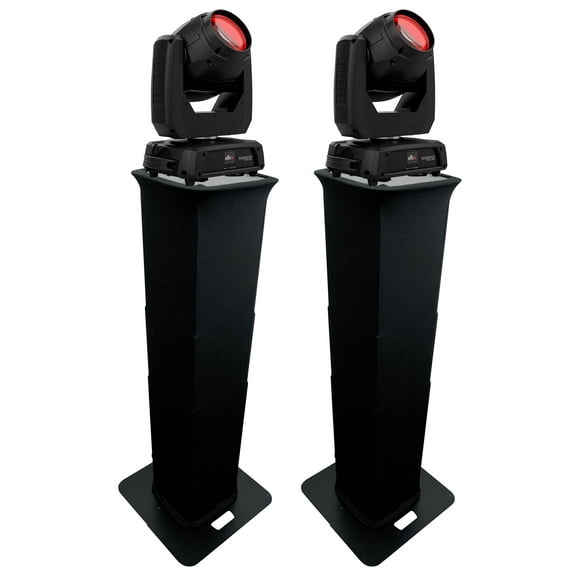 2 Chauvet DJ Intimidator Beam 360X DMX LED Moving Head Lights Black Totem Stands