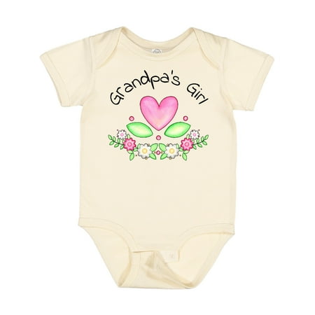 

Inktastic Grandpa s Girl- Heart Flowers Gift Baby Girl Bodysuit