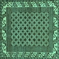 thumbnail image 1 of Ahgly Company Indoor Square Southwestern Turquoise Blue Country Area Rugs, 3' Square, 1 of 4