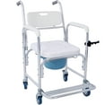 thumbnail image 3 of Olurrisa 4 in 1 Bedside Commode Chair, Transport Shower Wheelchair Toilet Rolling Transport Chair with 4 Brakes Casters,Tissue Holder,Crutch Holder for Elderly Injured and Disabled, 3 of 10