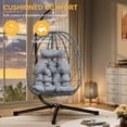 thumbnail image 2 of Dextrus Hanging Egg Chair with Stand Swing Chair Wicker Indoor Outdoor Hammock Egg Chair with Cushions 330lbs for Patio, Bedroom, Garden and Balcony, Dark Gray, 2 of 5
