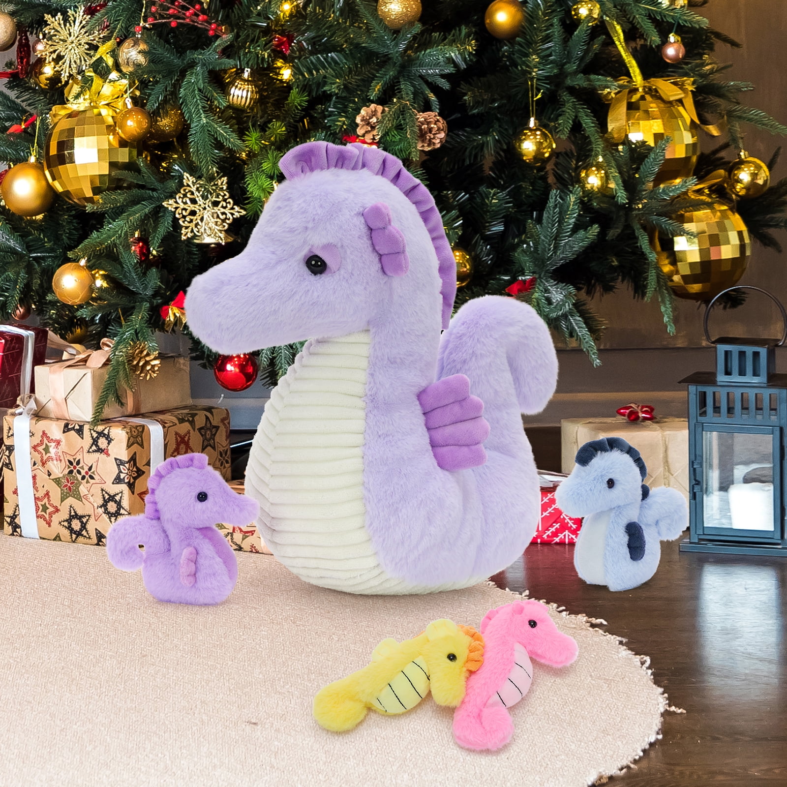 MaoGoLan 13" Seahorse Stuffed Animal Stuffed Seahorse With 4 Babies Inside Seahorse Plush Toy