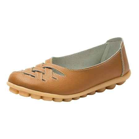 

Caqnni Slip On Loafers for Womens Leather Comfor Dress Shoes Flats Shoes Casual Shoes Loafers for Women Flat (7.5 Khaki)