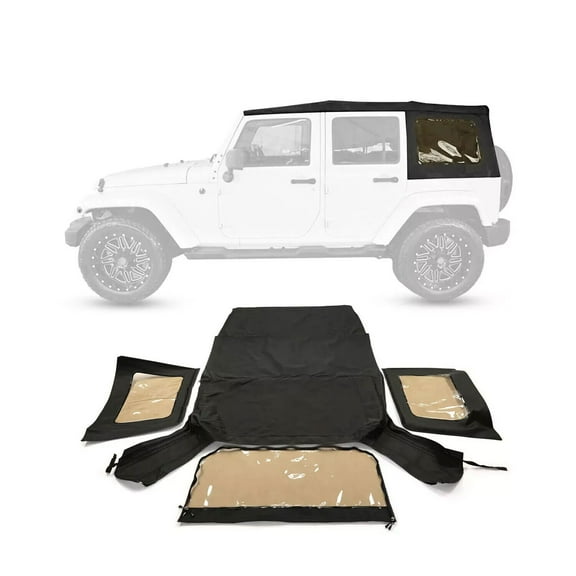 REPLACEMENT BLACK SOFT TOP W/ WINDOWS 9085235 FOR 10-18 JEEP WRANGLER UNLIMITED