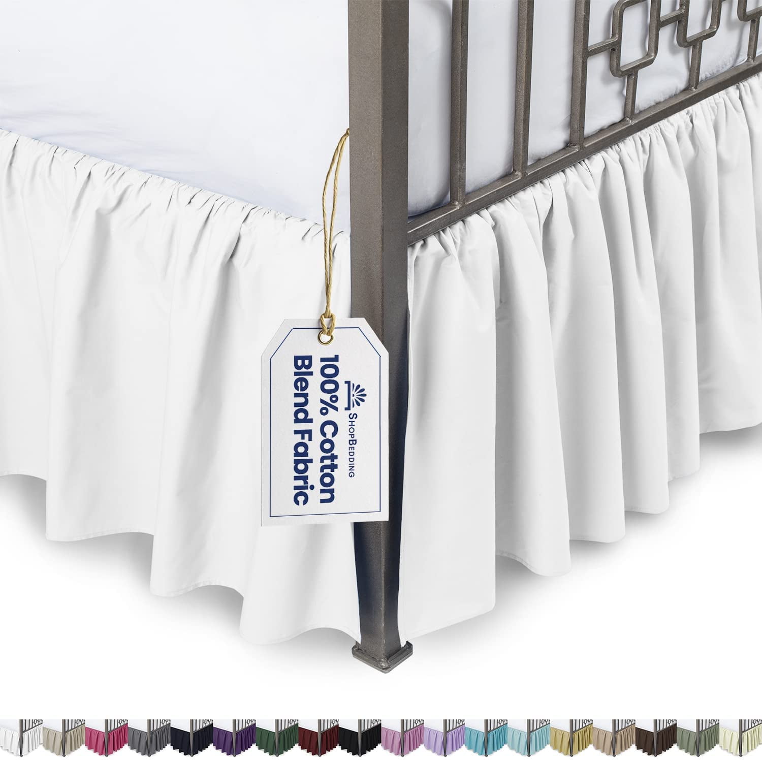 Queen White Space Maker Extra-Long 21" Drop Length Bed Skirt 