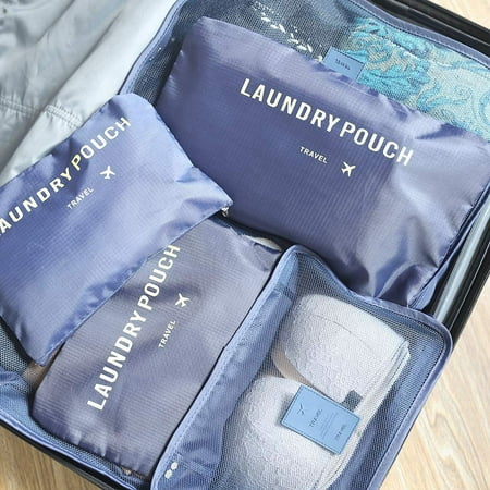 6Pcs Set Travel Storage Bags Clothes Packing Cube Waterproof Clothes Storage Bags Luggage Organizer Pouch, 4-Color Optional