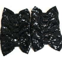 Set of 12 Black Sequin Bows 5 Inches Large Glitter Bows Wholesale Bows, DIY Fabric Hair Bows - No Clips