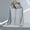 Gray, variant on GaThRRgYP Women's Summer Sunscreen Jacket for Running,Woman Casual Solid Sports Hooded Long Sleeve Zipper Sun-proof High Elastic White L