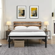 Lipobao Queen Bed Frame with Headboard, Strong Steel Slat Support No Box Spring Needed