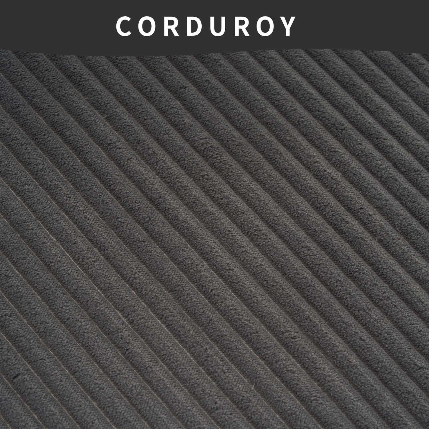 Demi Bonn 101" Corduroy Compression Sofa with Chaise Lounge, 3-Seater Couch with Full Sponge Cushion & 4 Pillows, Ideal for Living Room, Dark Gray