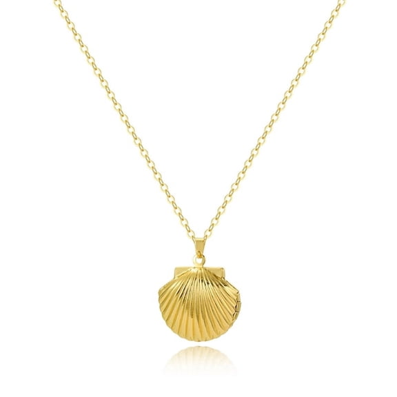 DESIGNICE Fashionable Sea Shells Locket Necklace Diy Photo Pendant Charm Clavicular Chain 40 5Cm Adjustable Length Women Jewelry, Locket Necklace for Women