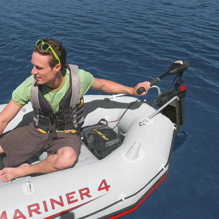 Intex 5 Person Inflatable Boat Set, Trolling Motor, & Boat Motor Mount Kit