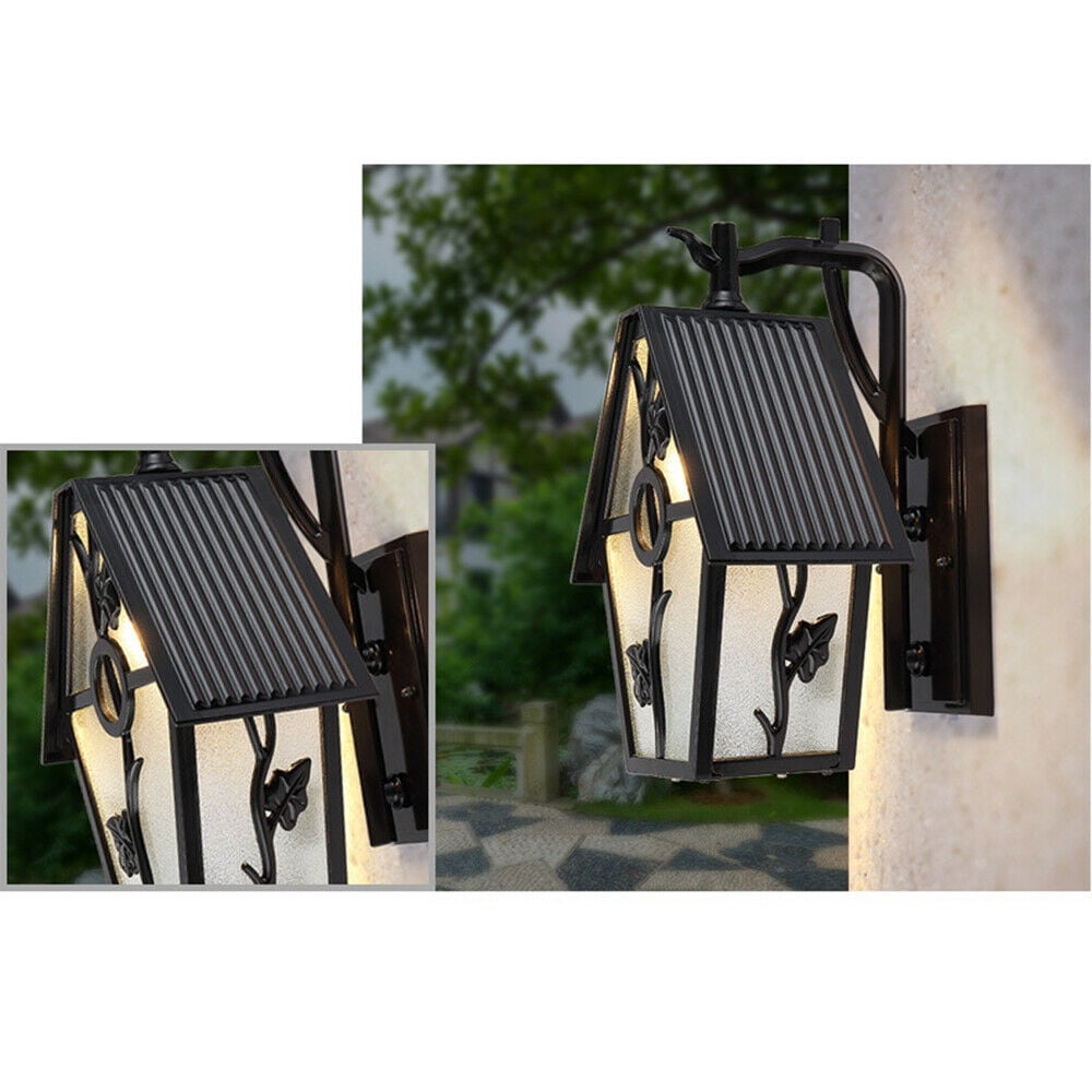 Outdoor Wall Light Fixtures Black 15" H Exterior Wall Lantern Waterproof Vintage Outside Lighting Sconce Wall Mount Porch Lights w/Glass Shade for House, Garage