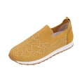 thumbnail image 4 of Commforr Chaussures de Course pour Femmes, Espadrilles en Maille à Strass pour Femmes, Respirantes, Légères, à Enfiler, Chaussures de Sport avec Semelle Coussinée pour la Marche, la Course, Décontractées et pour les Fêtes, Jaune Terreux, 6, 4 of 6