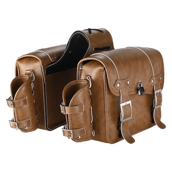 PU Leather Side Bag Waterproof Travel Luggage Storage Bags Motorcycle Tool Bag Over Saddlebags Retro Styles Saddlebag
