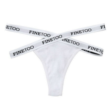 

New 2 Pcs Women S Cotton Briefs Stylish Letter Cross Waist Strap T-Back Rib Thong Bikini Lingerie For Beach Jeans Tight Trousers