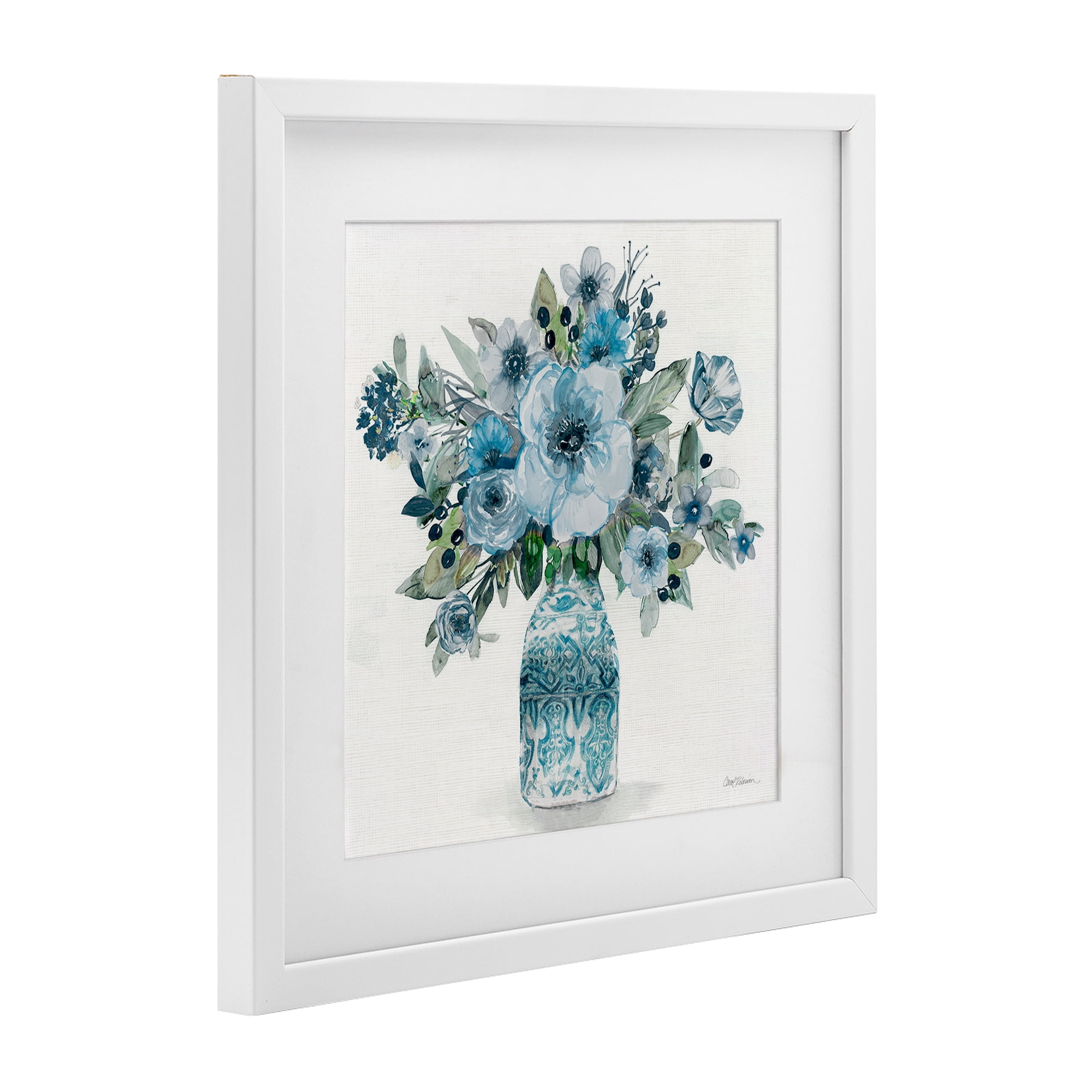 Stupell Industries Pastel Blue Botanical Bouquet White Framed Print Under Glass, design by Carol Robinson