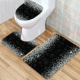 Shiny Silver Glitter Black 3 Piece Bathroom Rugs Set Bath Rug Mat And