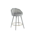 thumbnail image 3 of Guyou 25.5" Bar Stool Set of 2, Modern Velvet Upholstered Counter Height Barstools with Petal Back and Gold Metal Ring Footrest for Kitchen Island Home Bar Restaurant, Grey, 3 of 13