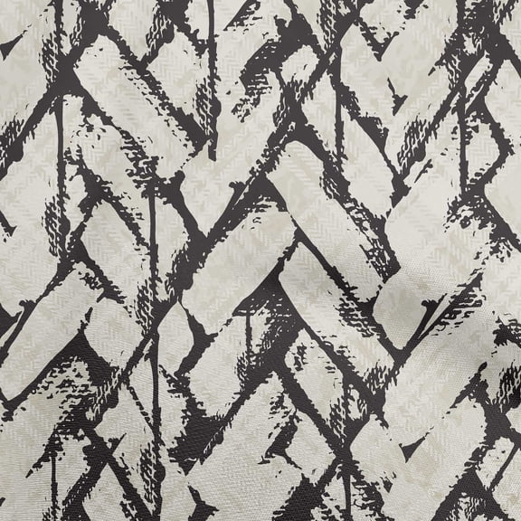 oneOone Polyester Spandex Black Fabric Brush Stroke Sewing Material Print Fabric By The Yard 56 Inch Wide