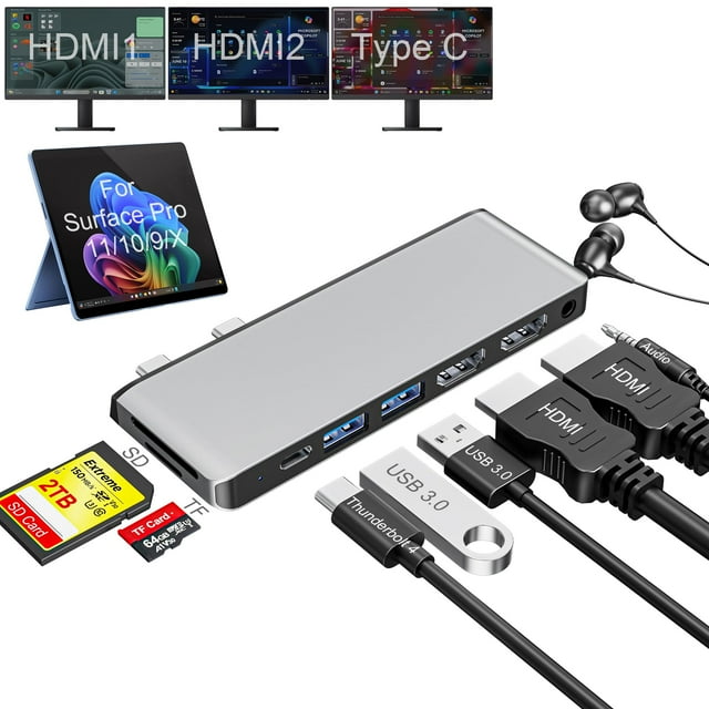 Estación de acoplamiento Yeemie Pro Surface Pro 9/10/11/X USB-C 100W