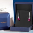 thumbnail image 5 of Gem Stone King 925 Sterling Silver Red Created Ruby and White Created Sapphire Dangle Earrings for Women with Lab Grown Diamond (4.53 Cttw, Oval 9X7MM), 5 of 6