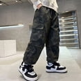 thumbnail image 2 of CAUYDY Boy's Camo Cargo Pants Joggers Baggy Fall Elastic Waist Wide Led Casual Hunting Pants with Pockets(L101-Camouflage,5-6 Y), 2 of 6