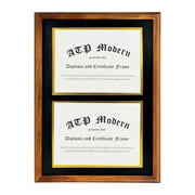 Walnut Double Diploma Frame - Degree Frame for Bachelors and Masters - Two Certificate Frame - Modern College Diploma Frame