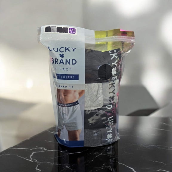 Lucky Brand Men's 4-Pack Knit Boxer, Relaxed Fit, Gray Multi, 2XL(44-46)