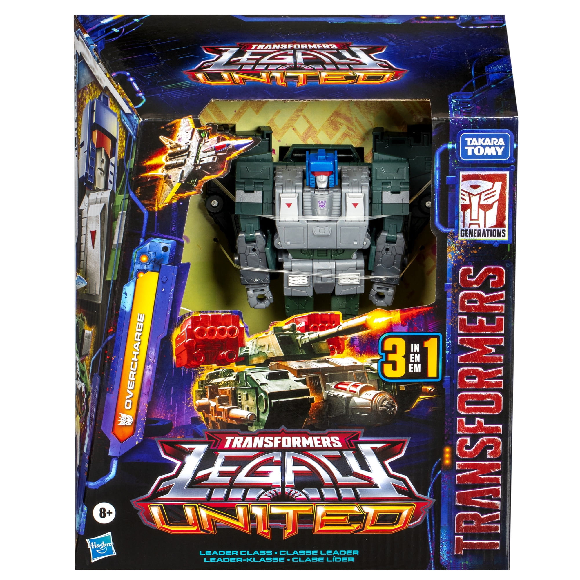 Transformers Legacy United Leader Class Overcharge 7.5” Action Figure, 8+