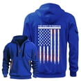thumbnail image 1 of MHFRRA Sudadera con Capucha de Manga Larga con Estampado de Tendencia y Media Cremallera y Bolsillo para Hombre Azul, 1 of 2