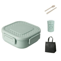 Insulated Lunch Box Set, Portable Meal Container with Dividable Compartments, Microwaveable Food Grade Plastic, Leak-Proof Breakfast Cup, Reusable Insulation Bag for Work School Camping