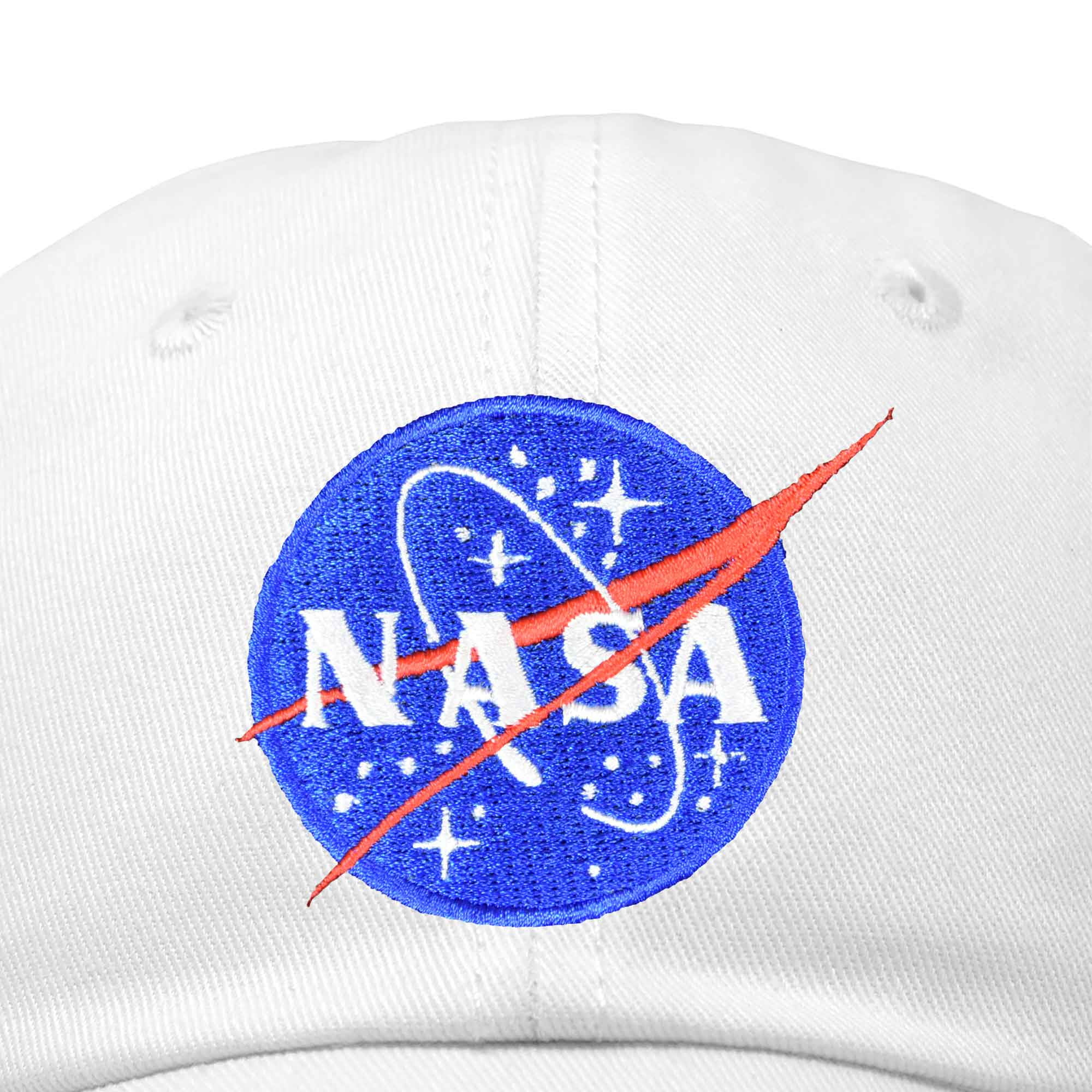 Dalix NASA Embroidered Mens Womens Cotton Dad Hat Baseball Cap Adjustable in White