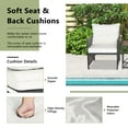 thumbnail image 6 of Costway 3 PCS Patio Rattan Furniture Set Acacia Wood Coffee Table & 2 Chairs Backyard White Cushion, 6 of 9