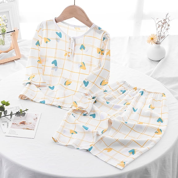 Girls Boys Outfits 2PC Comfy Casual Print Short Sleeve Button Pullover Top Sets Loungwear Sleepwear White 12-18 Months