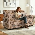 thumbnail image 2 of TSOVTHRID Loveseat Recliner Cover, 6-Piece Reclining Loveseat Covers with Elastic Bottom Sofa Furniture Protector for Pet Dog, Dachshund Dog Chocolate Coffee Print, 2 of 7