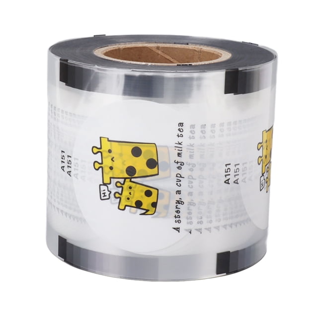 Película selladora de tazas, 2000 Uds. Por rollo, CPP, bonito patrón de jirafa, película selladora para tazas de té de la leche para vasos de plástico y papel de 90 a 95mm