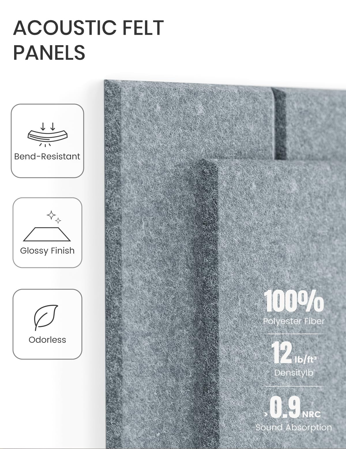 Large Felt Bulletin Board 36"x24" Cork Alternative - 6 Pack With 40 Safe Removable Adhesive Tabs  Boards For Walls Home Office Classroom Pin Board-blue Gray