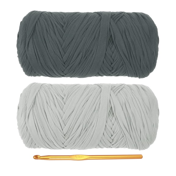 Uxcell T-Shirt Yarn for Crocheting, 2 Pack 400g/130 Yards Yarn(Light Gray/Dark Gray)