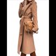 thumbnail image 1 of Abrigo Informal de Mezcla de Lana con Solapa con Muescas, Mangas Largas, Ajustado, Medio, para Mujer, Otoño-Invierno, con Cinturón. Caqui XXL, 1 of 8