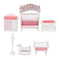 thumbnail image 1 of Juego de muebles de dormitorio Yuxing casa de muñecas 1:12 madera rosa y blanca, 1 of 5