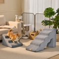 thumbnail image 4 of Pefilos 33" 5-Tier Pet Stairs for Small Dogs with Arch, 3-Step Dog Ramp for Beds and Couch, Non-Slip Balanced Indoor Step, Gray, 4 of 6