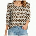 thumbnail image 1 of 3/4 Length Sleeve Womens Tops Casual Crew Neck Shirts Soft Basic Tees Business Work Blouses, 1 of 6