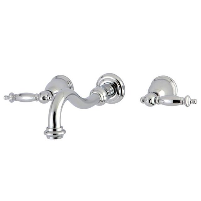 Kingston Brass KS3121TL Robinet d'Évier Mural de 8 Po avec Poignée et Chrome